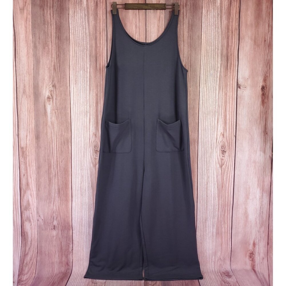 NWT Madewell Superbrushed Pull On Jumpsuit Womens Large Fleece Lined Coal MC198